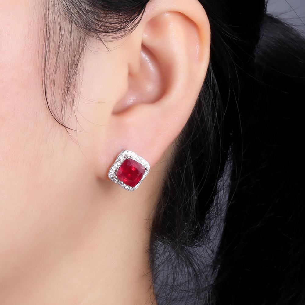 Легкие роскошные изящные серьги с рубином и натуральным драгоценным камнем, 8 мм, 7 карат, женские серьги из стерлингового серебра 925 пробы, ювелирные изделия, подарок для мамы
