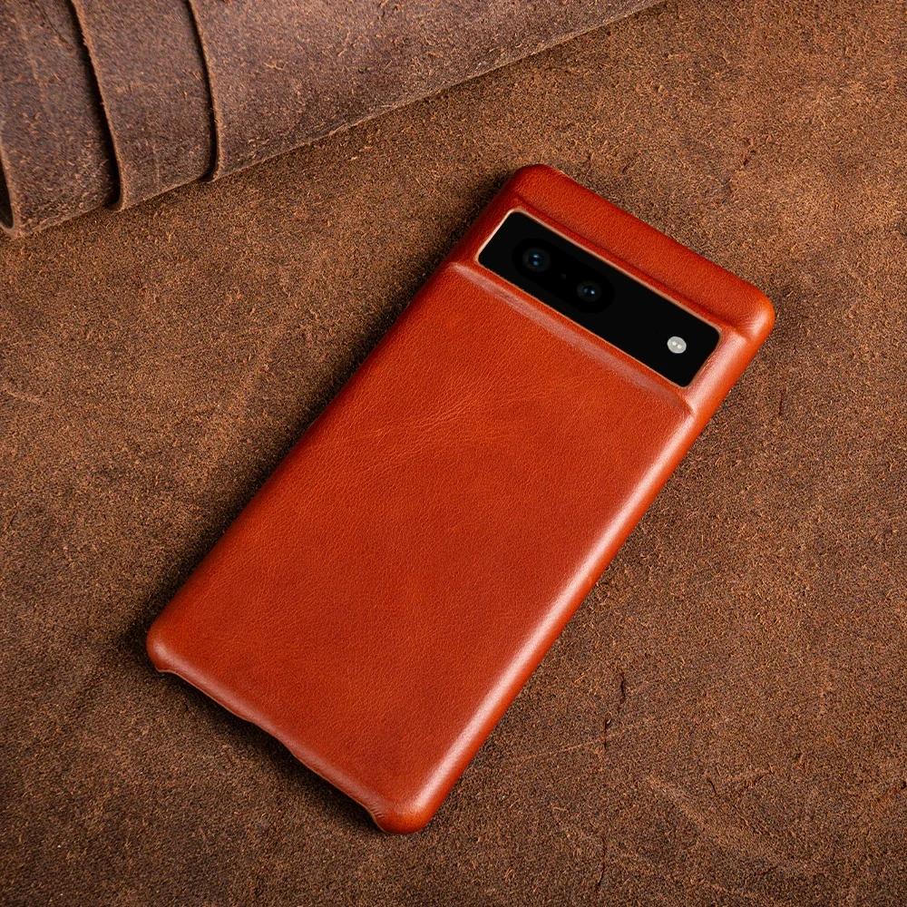 Oil Wax Genuine Leather Case For Google Pixel 7 Pro Case Series 6A 6Pro 5A  Aesthetic Vintag Phone Cover Capa Back Coque Carcasa