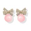 S925 Silver Red Pearl Rhinestone Stud Earrings Christmas  Women Luxury