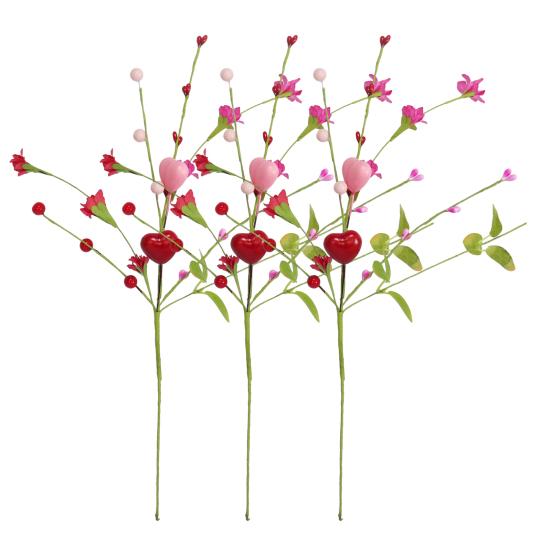 Yousheng Valentine's Day Artificial Berry Stems Pink Red Heart Shaped Berry Picks for Valentine's Day Wedding Party Anniversary Table Home Decor