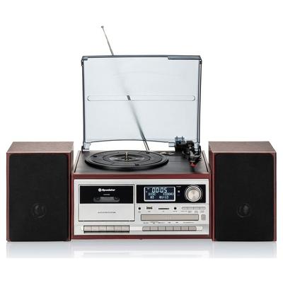Виниловый Проигрыватель Радио DAB/DAB+/FM, CD-MP3 Плеер Кассетный, Bluetooth USB Roadstar HIF-8892D+BT Дерево