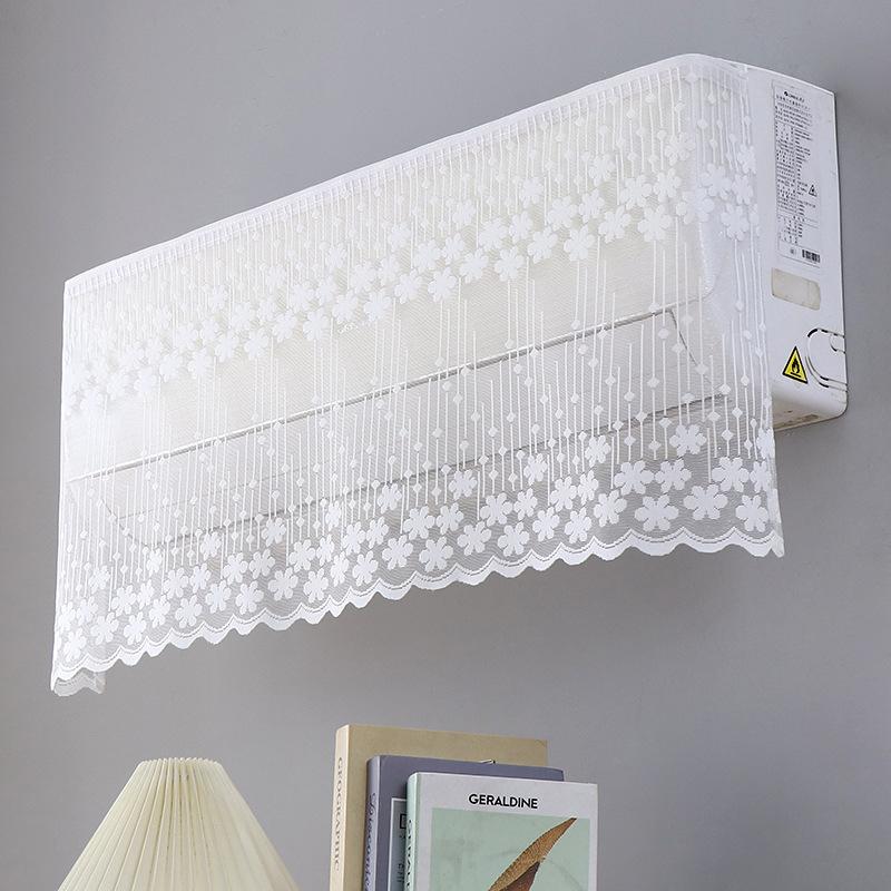 Elegant Lace Embroidered Design Anti-Direct Blowing Air Conditioner Covers Cloth Wall-Mounted Dust-Proof Case Home Decoration