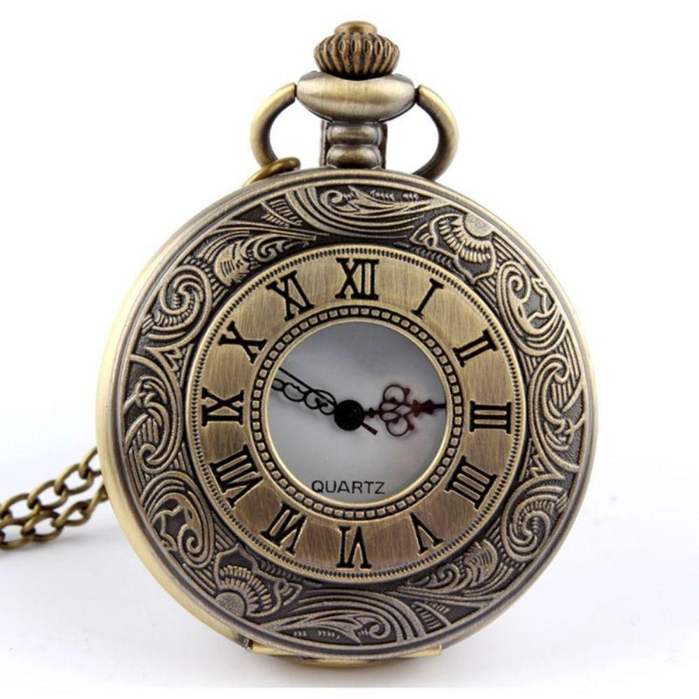 Quartz Pendant Vintage Pocket Watch Roman Scale Display Retro Hanging Watch  Men's Gift