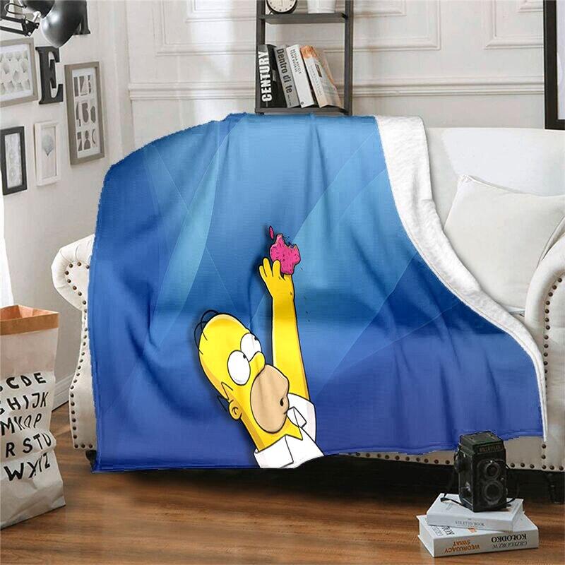 S-Симпсон Мягкий Плюшевый Диван-кровать Покрывало Мультяшное Современное Фланелевое Покрытие Одеяла Печатное Покрывало на Одеяло Подарок Пледы для Пикника