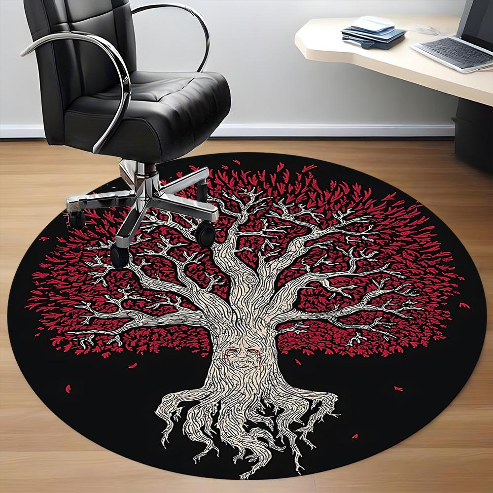1pc Tree Spirit Office Round Area Rug, Under Office Chairs Bedroom Living Room Home Decor, Room Deco