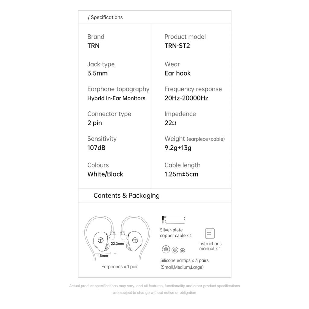 Наушники TRN ST2 1BA+1DD гибридная технология HIFI бас наушники-вкладыши мониторные спортивные наушники с шумоподавлением MT3 ST5