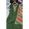 Women's Rayon Embroidered Straight Kurta with Pant And Dupatta Sets