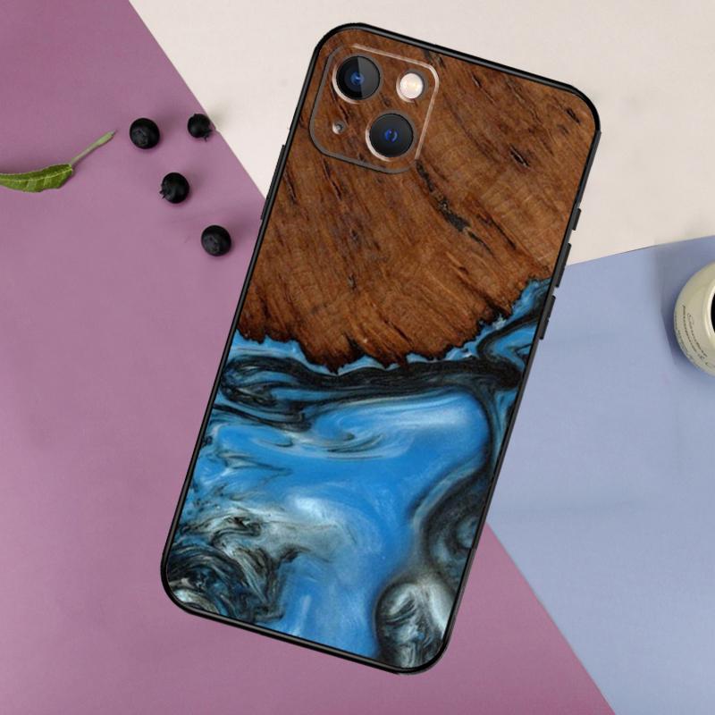 Гибридный чехол из дерева и смолы для iPhone 14 13 11 12 16 15 Pro Max 12 13 Mini X XR XS MAX 7 8 14 16 15 Plus Задняя крышка