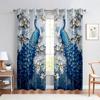 Классическая занавеска с принтом павлина, синяя, с тисненым эффектом, 2 панели, подходит для гостиной, спальни, балкона, кухни, окна, декора