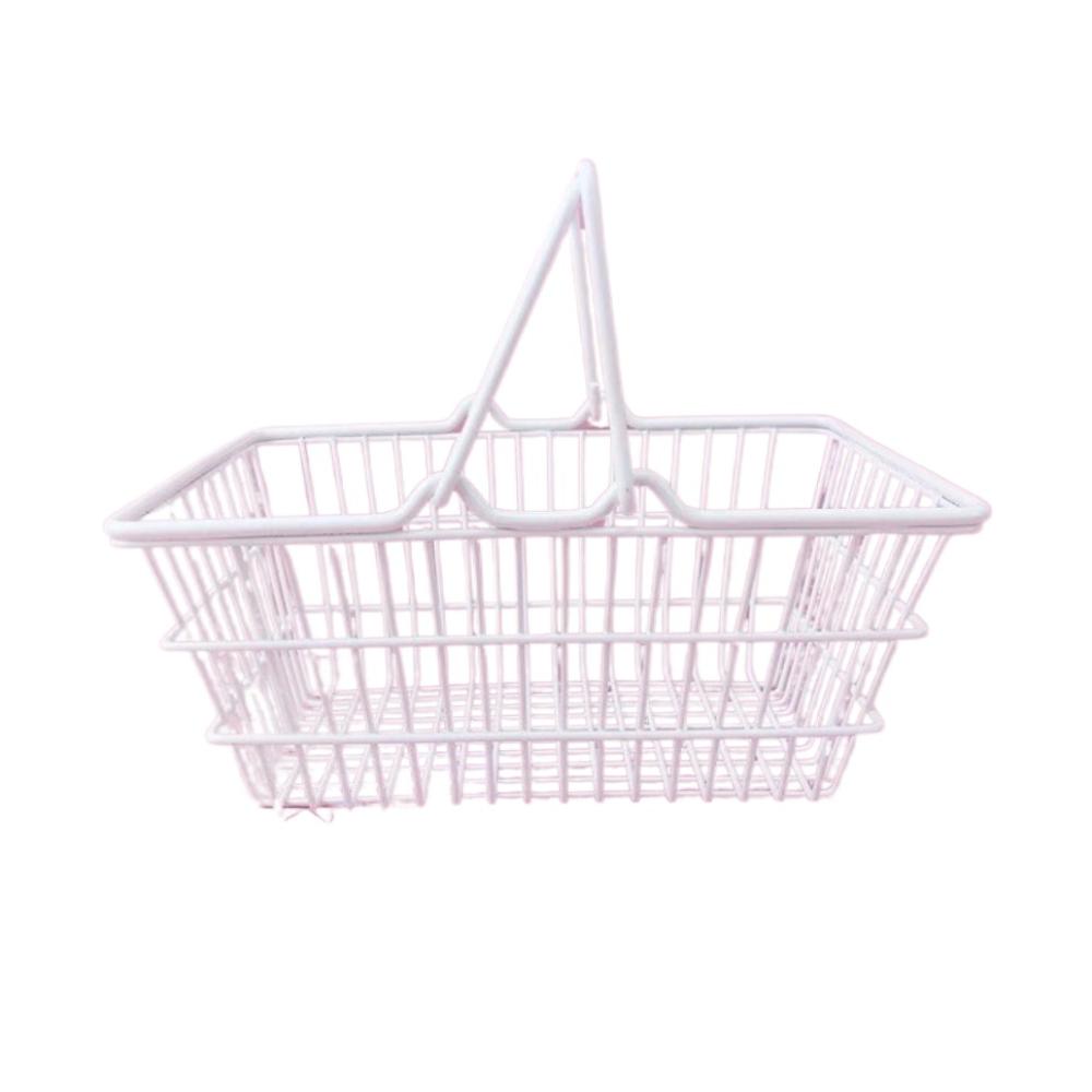 Model Mini Storage Basket Metal Toy Trolley Container Portable Shopping Cart Storage  Desktop