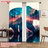 2pcs, plane printing Minimalist Curtains black bear Durable 100% Polyester Fabric (without rod) Decorations Inside Perfect for