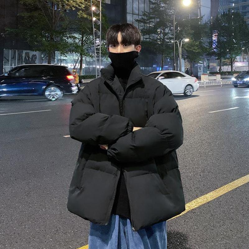 Зимняя толстая пуховая куртка, мужская теплая куртка на хлопковой подкладке, куртка свободного покроя, черное пальто