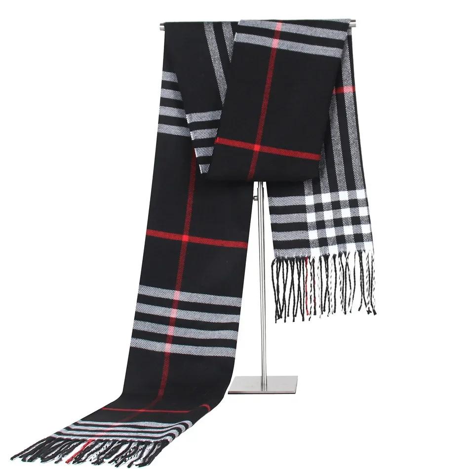 New Faux Cashmere Warm Scarf Women's Winter and Men's Shawl Casual Plaid Faux Cashmere Scarf Couple Scarf
