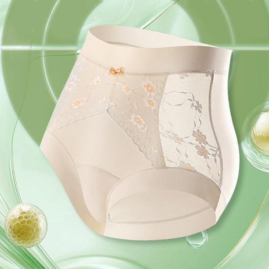 Женское Нижнее Белье с Высокой Талией Женские Сексуальные Кружевные Ледяные Шелковые Трусы Полное Покрытие Дышащие Мягкие Эластичные Слипы