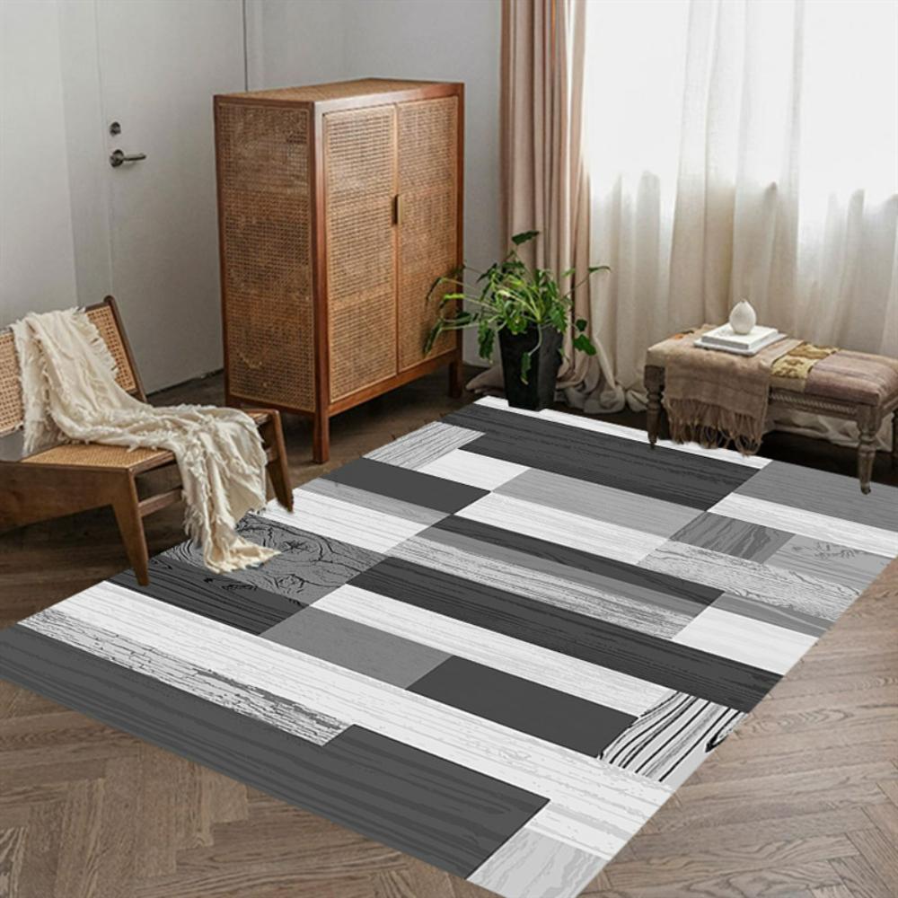 Ретро Геометрический Дизайн Под Дерево Ковер Декор Гостиной Ковер Под Диван Прикроватный Мягкий Ковер Балкон Журнальный Столик Коврик для Пола Придверный Коврик