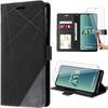 Case for Samsung Galaxy A15 5G - Black - PU Leather - 2 Tempered Glasses - Multi-Position Stand