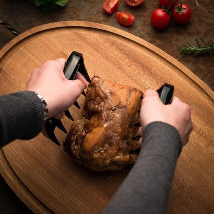 Когти для мяса - Мясные вилки - Отпечатки медвежьих лап для рваной свинины, барбекю, черные 1 пара, можно мыть в посудомоечной машине