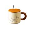 Cute Cat Pattern Ceramic Coffee Cup with Spoon Cartoon Cat Drinkware Cat Vintage Mug  Office