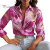 Женская рубашка с лацканами и длинным рукавом, однобортная рубашка с принтом, весна-осень, блузка в пригородном стиле