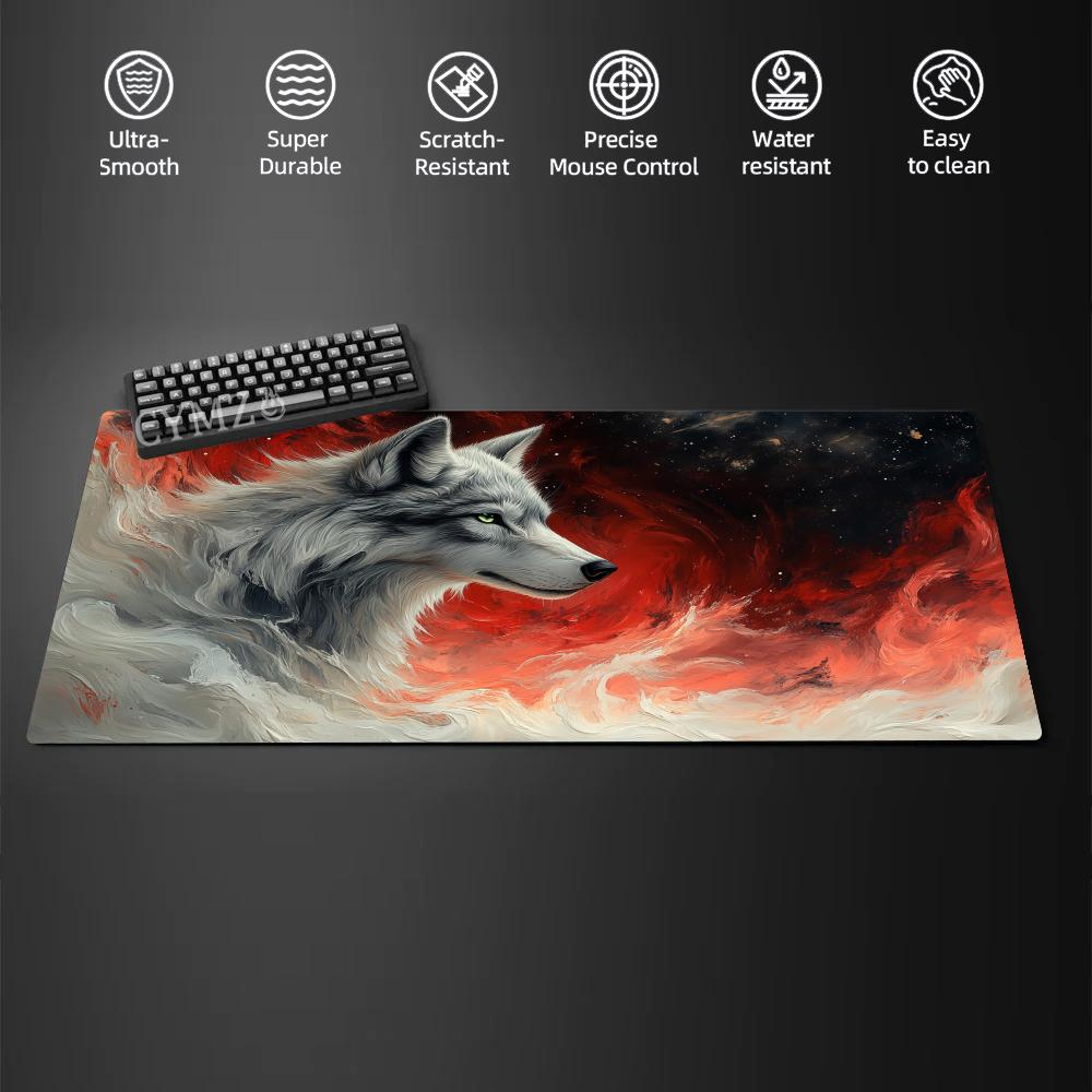 Коврик для мыши Fire Wolf and Ice Wolf, Настольный коврик, Игровой коврик, Нескользящий, Прочный, Звездный Волк, Ковер для мыши, Подходит для офиса и игр