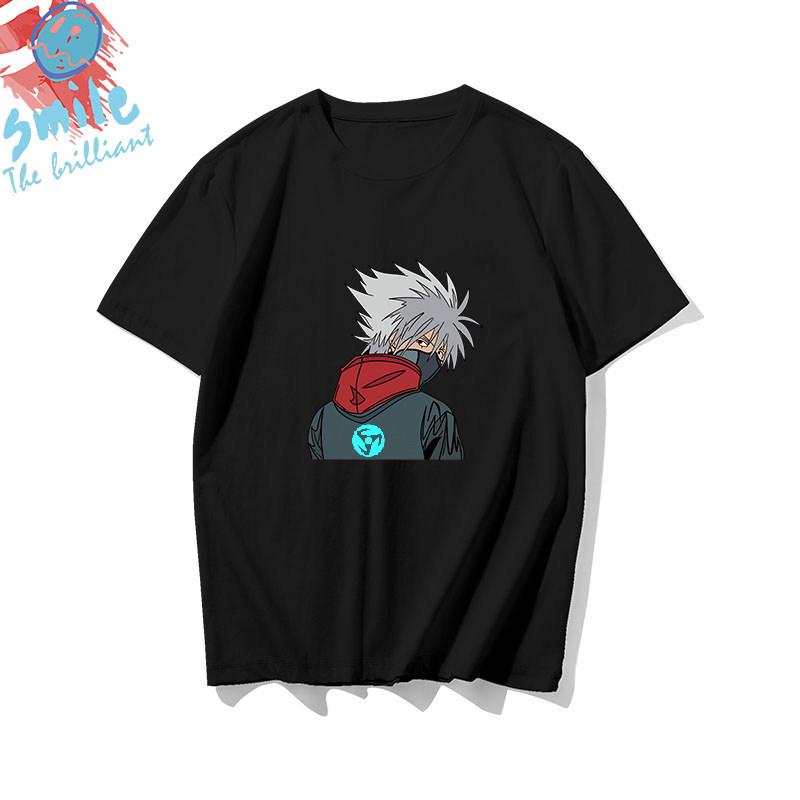 Black childrens Tshirt Japanese anime Naruto peripheral pure cotton printed parentchild outfit summer casual loose Tshirt
