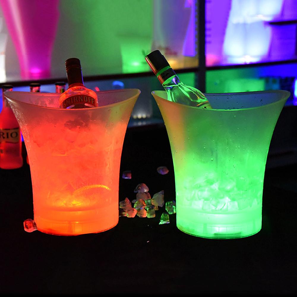 New Waterproof Plastic LED Ice Bucket 4 Color LED Bars Nightclubs 5L LED Light Up Champagne Beer Bucket