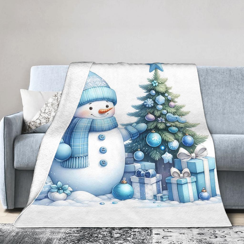Christmas Snowman Plush Blanket Children Flannel Throw Blanket For Home Decor Warm Custom Quality Bedspread Gift
