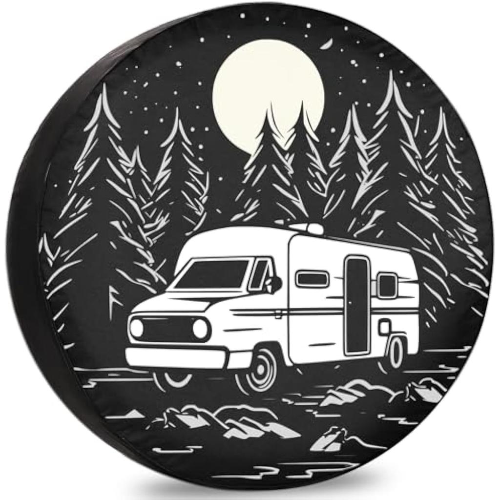 Moonlit Forest RV Camper Tire Cover Weatherproof Universal Spare Wheel Protector for Trailer SUV Truck
