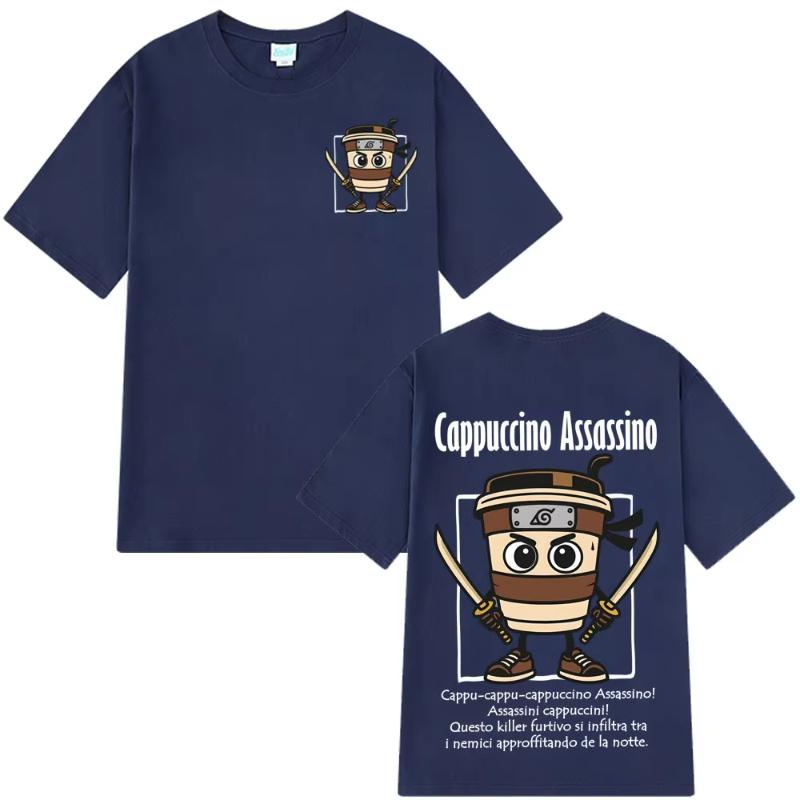Cappuccino Assassino Fashion Italian Brainrot Meme Tshirt Shortsleeved Loose And Casual Cotton Tshirts Unisex T Shirts