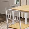 Dining Table Set, Bar Table with 2 Dining Benches, Industrial Breakfast Table for Kitchen, Living Room, Party Room, Natural Color and White