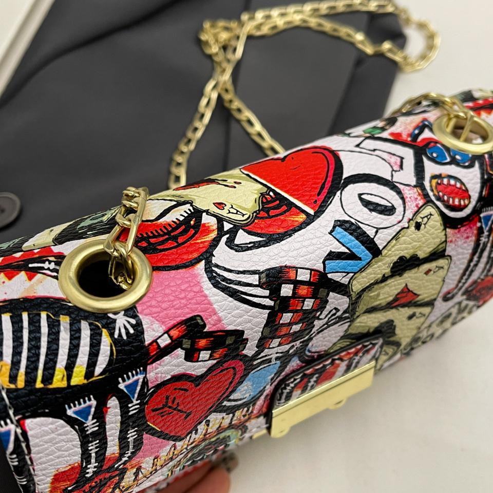 Женская мода Граффити Маленькая сумка 2024 Лето Дамы Клапан Телефон Вечерний Клатч Кошелек Сумки Через Плечо Для Женщин Цепи Сумки На Плечо