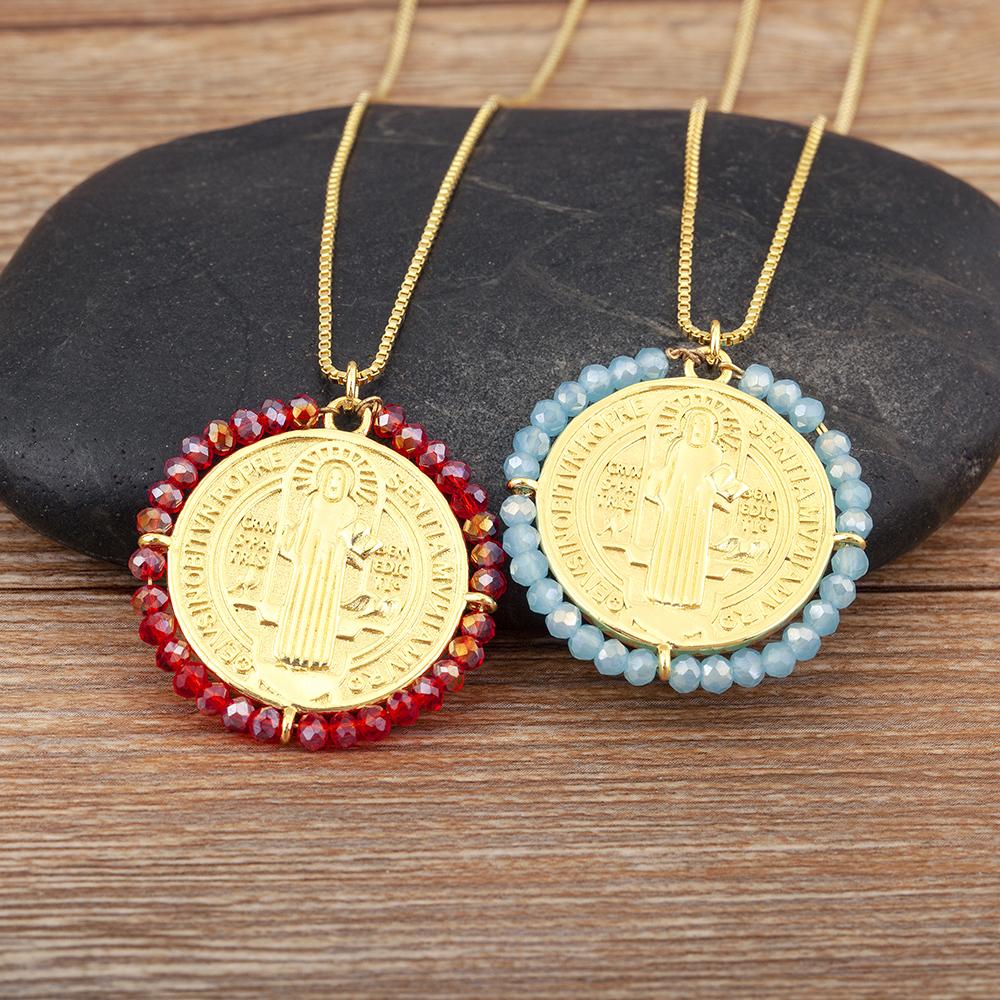 Nidin Новый Креативный Дизайн Круглая Форма Инкрустированные Бусины Подвеска-Шарм Ожерелье Для Женщин Мужчин Религиозный Стиль Ювелирные Аксессуары Подарок