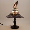 Stained Glass Witch Hat Lamp, USB Powered Resin Night Light, Gothic Halloween Table Lamp for Bedroom Bookshelf Mantel Party Decor