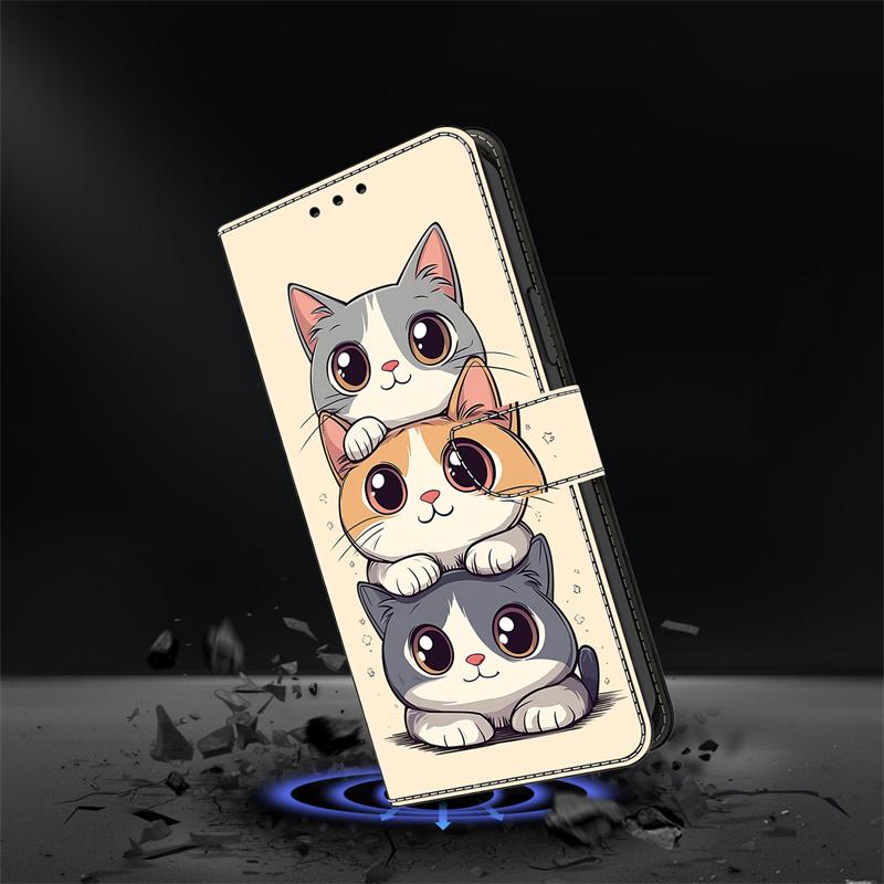 Чехол-краска для кошек для Samsung Galaxy A37 A57 A17 A07 A56 A36 A26 A16 A06 A55 A35 A25 A15 A54 A34 A14 Чехол-кошелек для телефона Чехол для телефона