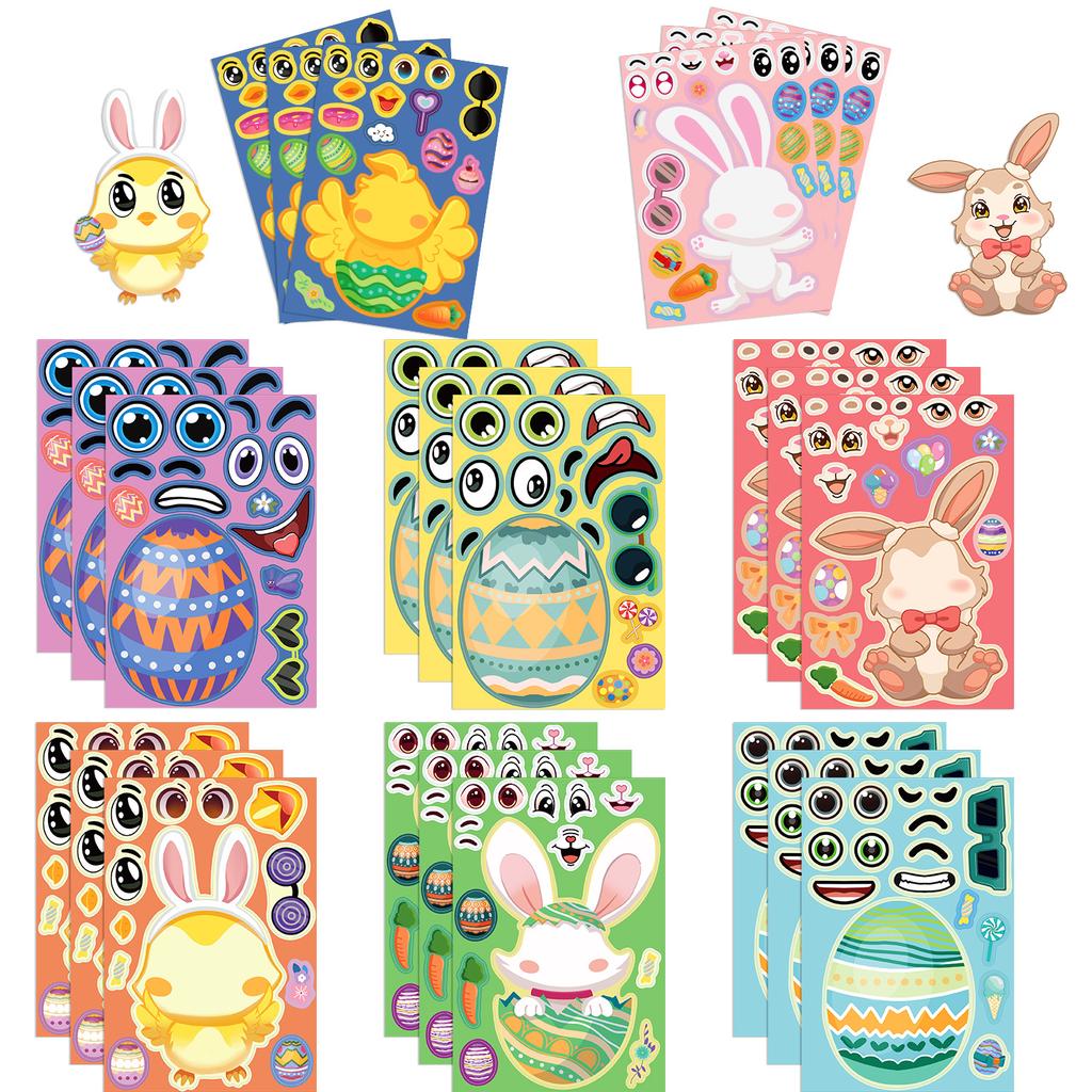 8 Cartoon Easter Stickers DIY Festival Hand Account Small Card Mobile Phone Case Decoration Korean Ins