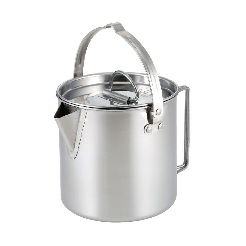 1.2L Camping Coffee Pot Tea Pot Hanging Pot Outdoor Portable Folding Polished Stainless Steel Cookware