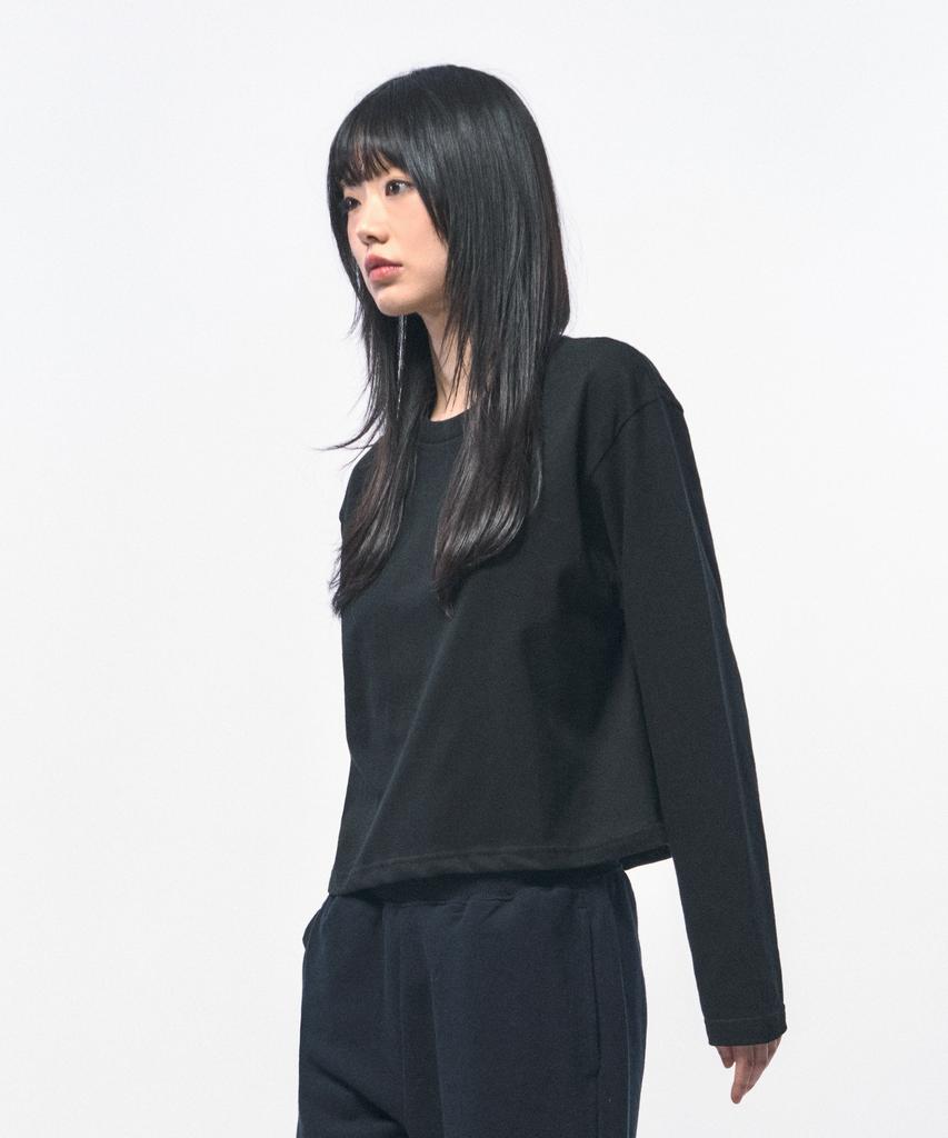 C WEAR BY THE GENIUS Мужская укороченная футболка с длинным рукавом Черная