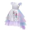 Kids Rainbow Unicorn Dress with Long Tails Party Dress for Girl Princess Costume Lol Ball Gown Baby Girls Pony Dress