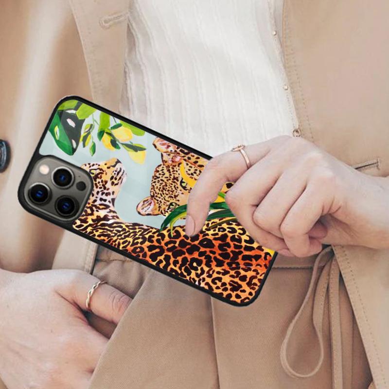 Классический чехол для телефона с магнитами Леопард Тигр для APPLE iPhone 17 Air 16 14 13 12 Pro Max 15 Plus Беспроводная зарядка С крышкой MagSafe