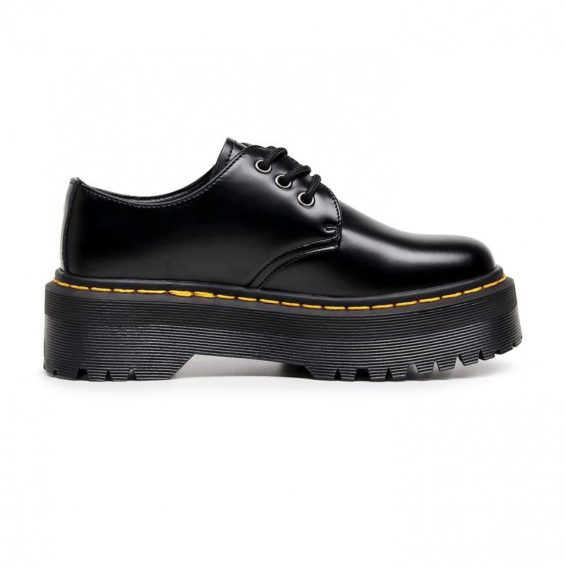 Thick-soled Martin boots leather round head low-top small leather shoes female students thick-soled loose