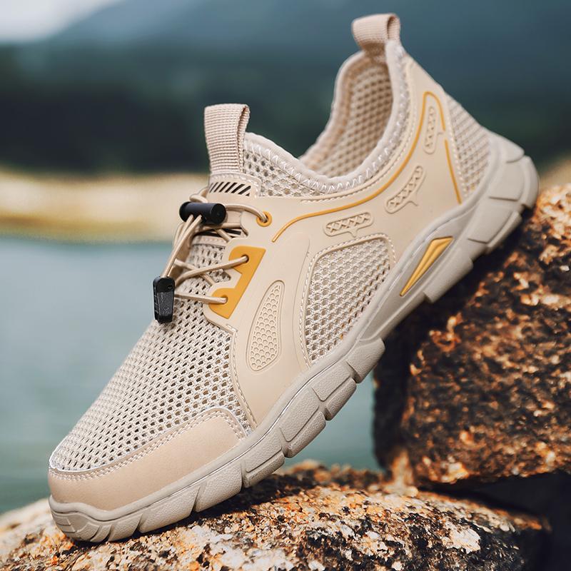 Летняя обувь для мужчин, модная повседневная дышащая обувь, уличные кроссовки с плоским дном и противоскользящей сеткой, удобная походная обувь
