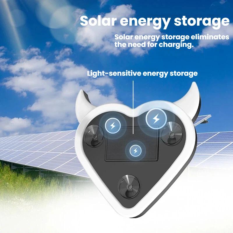 Solar Car Triangle Window Devil Heart Lamp Suction Cup LED Ambient Light USB Rechargeable Wiring Free Atmosphere Neon Light