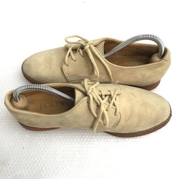 J.CREW USA made white bucks suede leather shoes beige 7.5M / 25.0-25.5(USED)