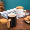 380ml Creative Ceramic Coffee Mugs with Bamboo Handle and Lid Home Office Coffee Cup Hot Water Mug Drinkware