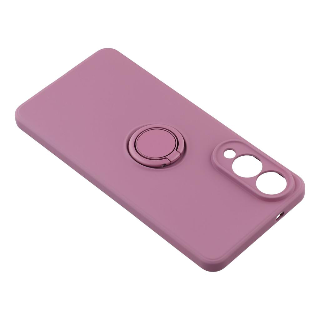 Силиконовый чехол для Samsung Galaxy S25 Edge с кольцом-подставкой и ремешком.