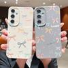 Color Bowknot Leather Texture Plain Color Shell for Samsung S25 Ultra S24 Fe S23 S22 A56 A16 A15 A55 A54 Soft Tpu Shockproof Lens Protection Case