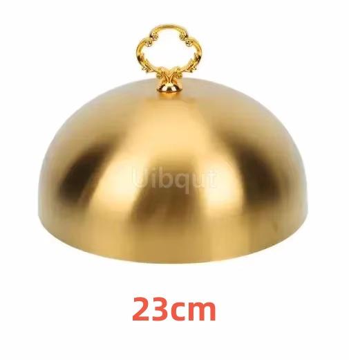 golden Cover Food Stainless Dome Lid Tent Protector Steak Serving tray For Melting Kitchen Metal Cheese Plate Cover Dish Basting