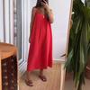 Летнее платье-сарафан свободного кроя однотонной расцветки для женщин