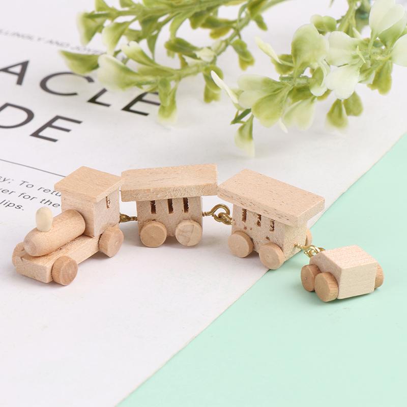 1Pc 1:12 Dollhouse Miniature Wooden Train Simulation Model Toy Doll House Decor