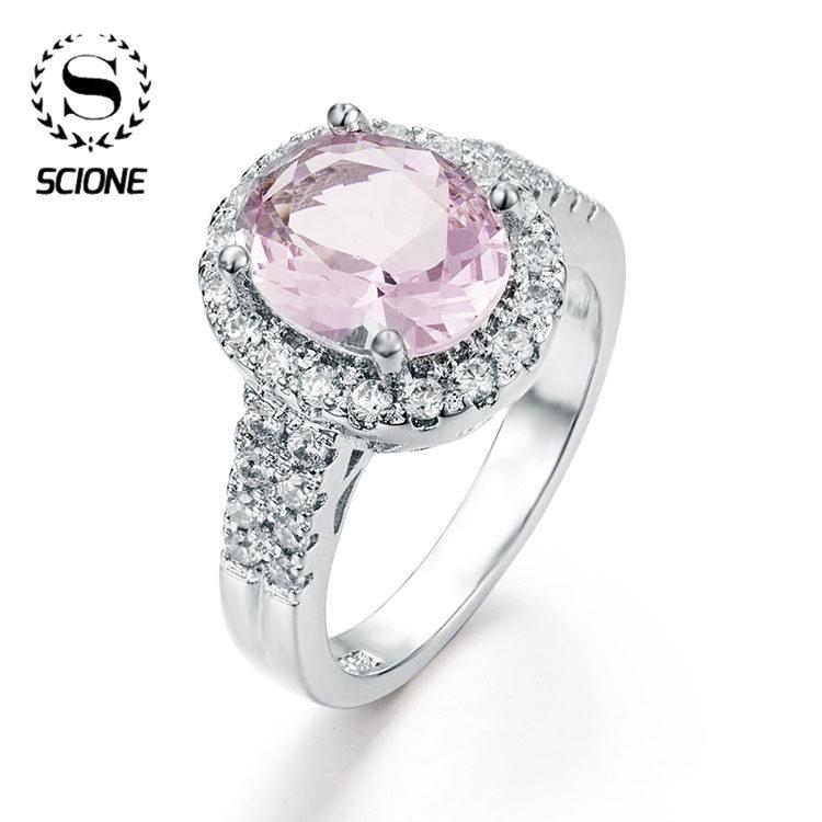  Серебряное ювелирное кольцо 925 пробы с розовым сапфиром и цирконом, модные вечерние классические кольца из стерлингового серебра 925 пробы, ювелирные изделия